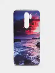 Фиолетовый силиконовый чехол на Xiaomi Redmi Note 8 Pro / Сяоми Редми Нот 8 Про прозрачный с рисунком