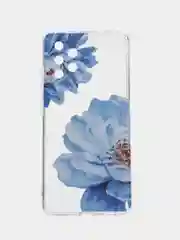 Лазурный силиконовый чехол на Samsung Galaxy A32 / Самсунг А32 прозрачный с рисунком, защита камеры