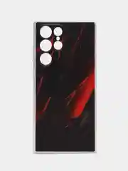 Красный чехол на Samsung Galaxy S22 Ultra / Самсунг S22 Ultra прозрачный с рисунком, защита камеры