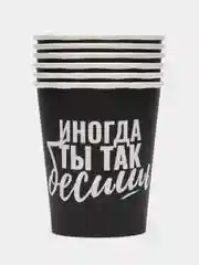 Тёмно-коричневый стаканы бумажные с приколами, 6 штук
