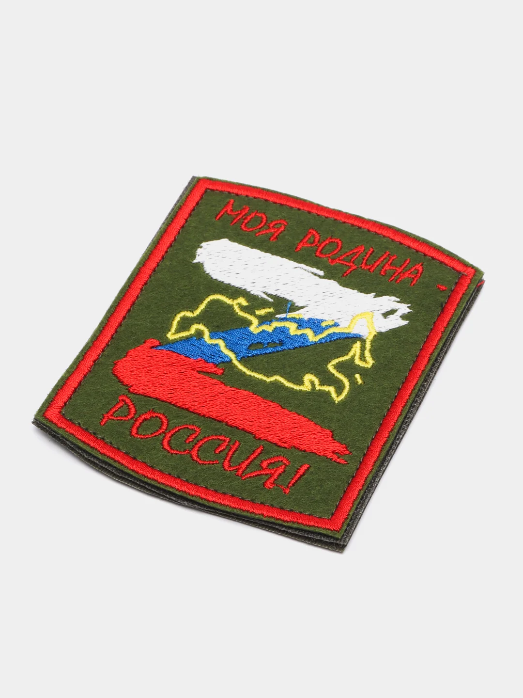 Хаки шеврон нашивка "Родина Россия", на липучке