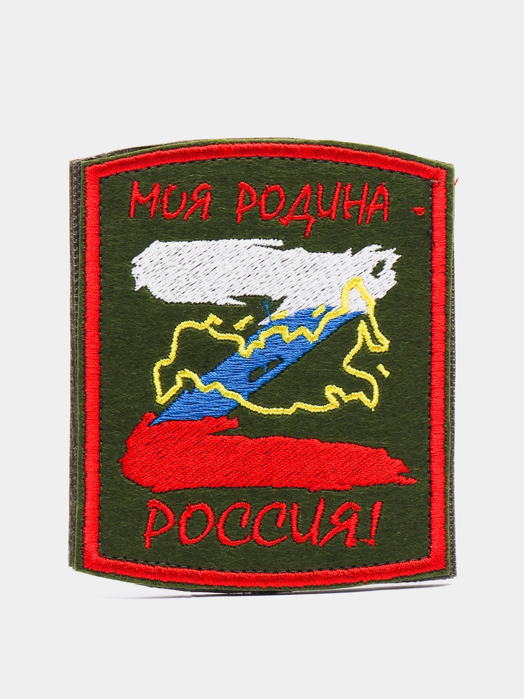 Хаки шеврон нашивка "Родина Россия", на липучке