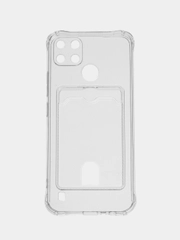 Силиконовый чехол на Realme C21Y Realme C25Y (Реалми С21у С25у) с карманом для карт, прозрачный