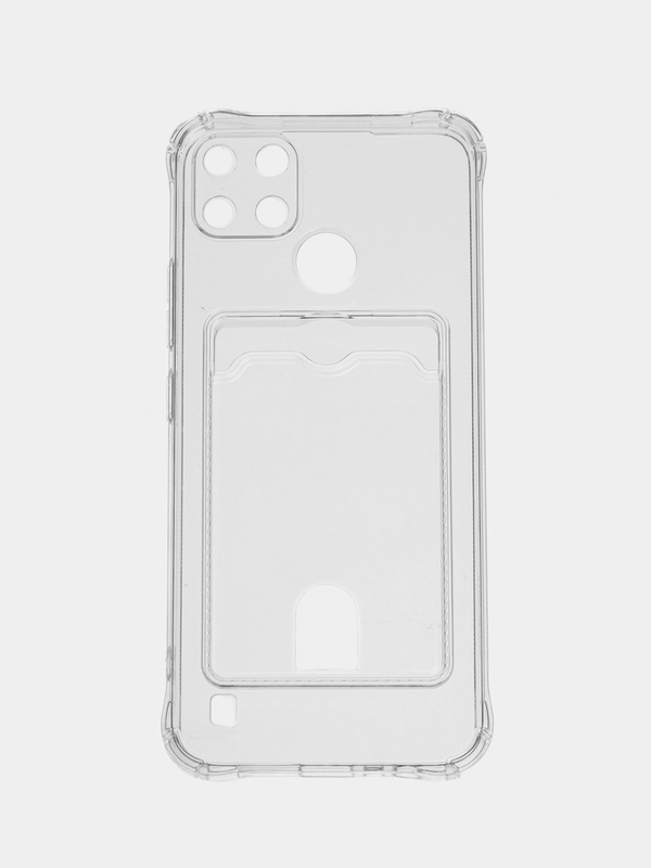 Силиконовый чехол на Realme C21Y Realme C25Y (Реалми С21у С25у) с карманом для карт, прозрачный