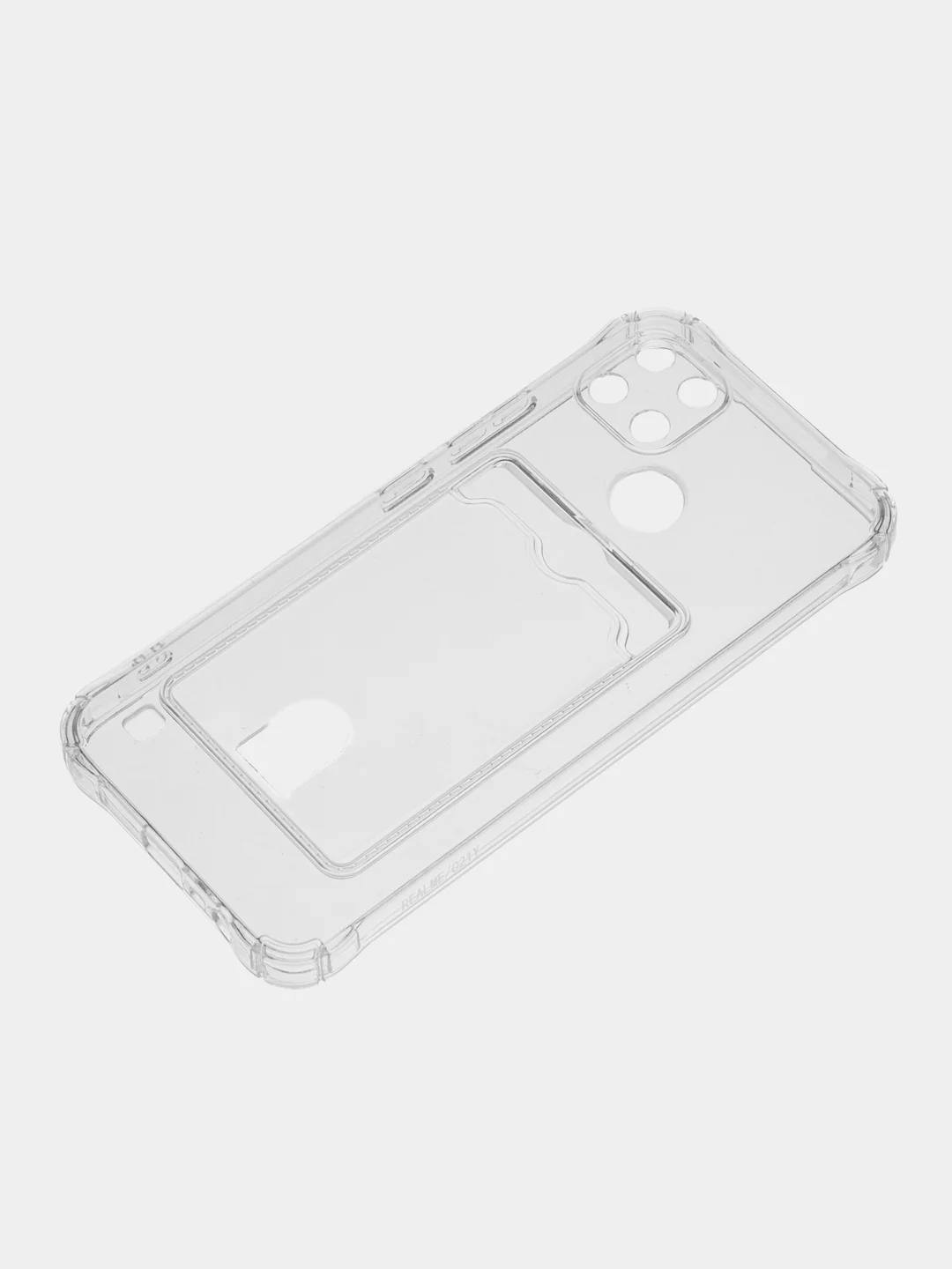 Силиконовый чехол на Realme C21Y Realme C25Y (Реалми С21у С25у) с карманом для карт, прозрачный