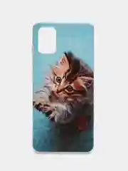 Светло-коричневый силиконовый чехол на Samsung Galaxy A51 / Самсунг А51 прозрачный с рисунком, защита камеры