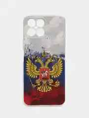 Синий силиконовый чехол на Honor X8 / Хонор Х8 прозрачный, с рисунком, защита камеры