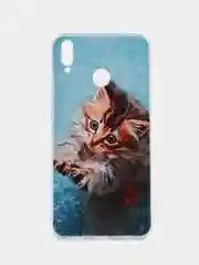 Светло-коричневый силиконовый чехол на Honor 8X / Хонор 8Х прозрачный, с рисунком, защита камеры