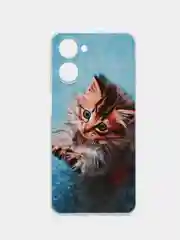 Светло-коричневый силиконовый чехол на Realme 10 4G / Реалми 10 4G прозрачный, с рисунком, защита камеры