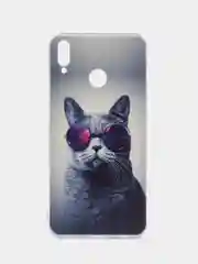 Синий меланж силиконовый чехол на Honor 8X / Хонор 8Х прозрачный, с рисунком, защита камеры