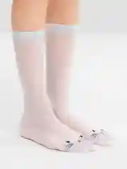 Гольфы капроновые, белые, детские, с кошкой