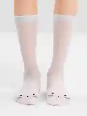 Гольфы капроновые, белые, детские, с кошкой