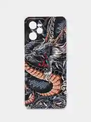 Коричневый силиконовый чехол на Realme C35 / Реалми С35 прозрачный, с рисунком, защита камеры