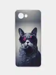 Синий меланж силиконовый чехол на Realme C30 / Реалми С30 прозрачный, с рисунком, защита камеры