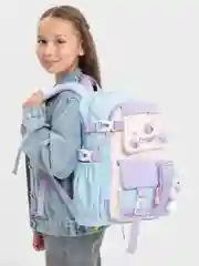 Голубой школьный рюкзак для девочек с мягкой игрушкой