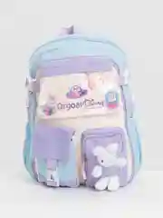 Голубой школьный рюкзак для девочек с мягкой игрушкой