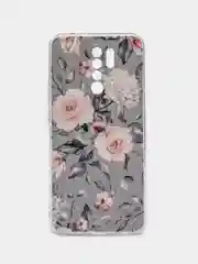 Кораллово-розовый силиконовый чехол на Xiaomi Redmi 9 / Сяоми Редми 9 прозрачный, с рисунком, защита камеры