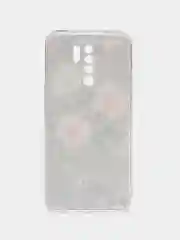 Кораллово-розовый силиконовый чехол на Xiaomi Redmi 9 / Сяоми Редми 9 прозрачный, с рисунком, защита камеры
