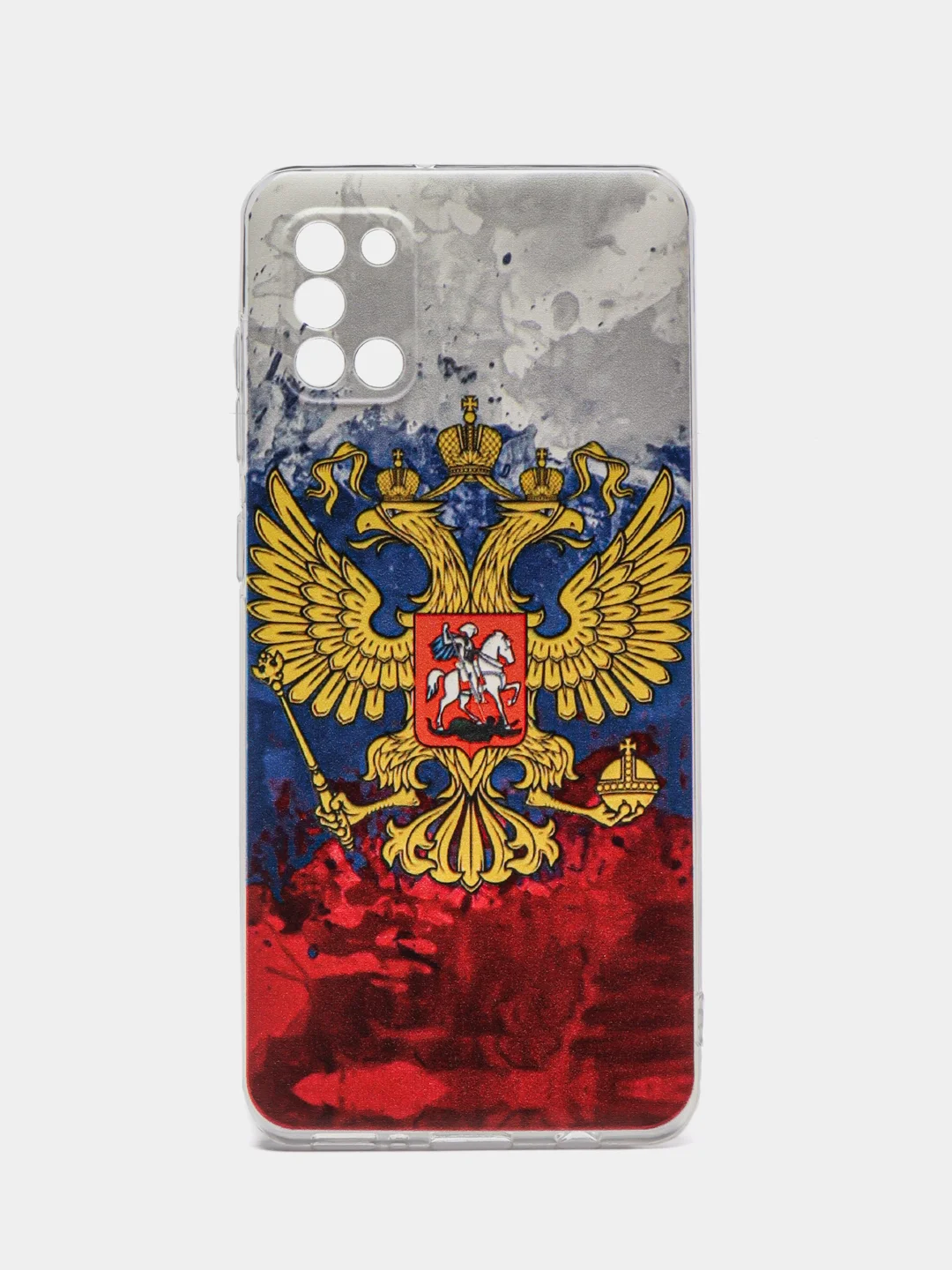 Синий силиконовый чехол на Samsung Galaxy A31 / Самсунг А31 прозрачный с рисунком, защита камеры