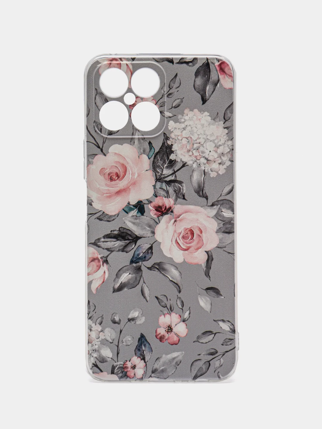 Кораллово-розовый силиконовый чехол на Honor X8 / Хонор Х8 прозрачный, с рисунком, защита камеры