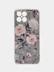 Кораллово-розовый силиконовый чехол на Honor X8 / Хонор Х8 прозрачный, с рисунком, защита камеры