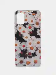 Золотой силиконовый чехол на Samsung Galaxy A51 / Самсунг А51 прозрачный с рисунком, защита камеры