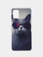 Синий меланж силиконовый чехол на Samsung Galaxy A51 / Самсунг А51 прозрачный с рисунком, защита камеры