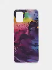 Пурпурный силиконовый чехол на Samsung Galaxy A51 / Самсунг А51 прозрачный с рисунком, защита камеры