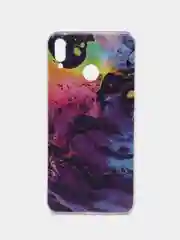 Пурпурный силиконовый чехол на Honor 8X / Хонор 8Х прозрачный, с рисунком, защита камеры