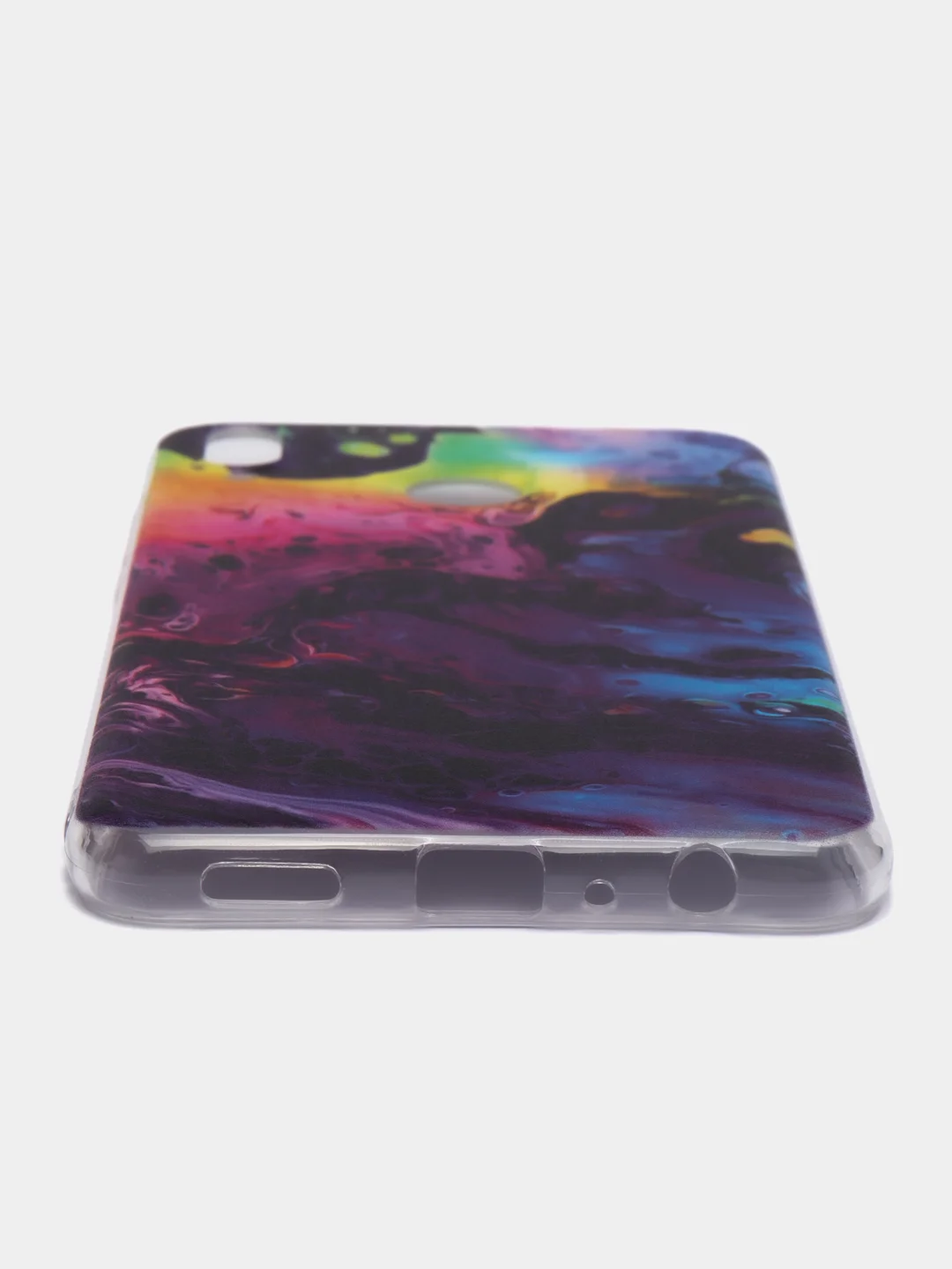 Пурпурный силиконовый чехол на Honor 8X / Хонор 8Х прозрачный, с рисунком, защита камеры