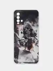Песочный хаки силиконовый чехол на Xiaomi Redmi 9T / Редми 9Т прозрачный, с рисунком, защита камеры