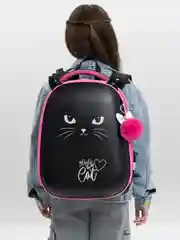 Рюкзак школьный для девочки Brauberg 2 отделения, с брелоком, Glad to be cat 271382