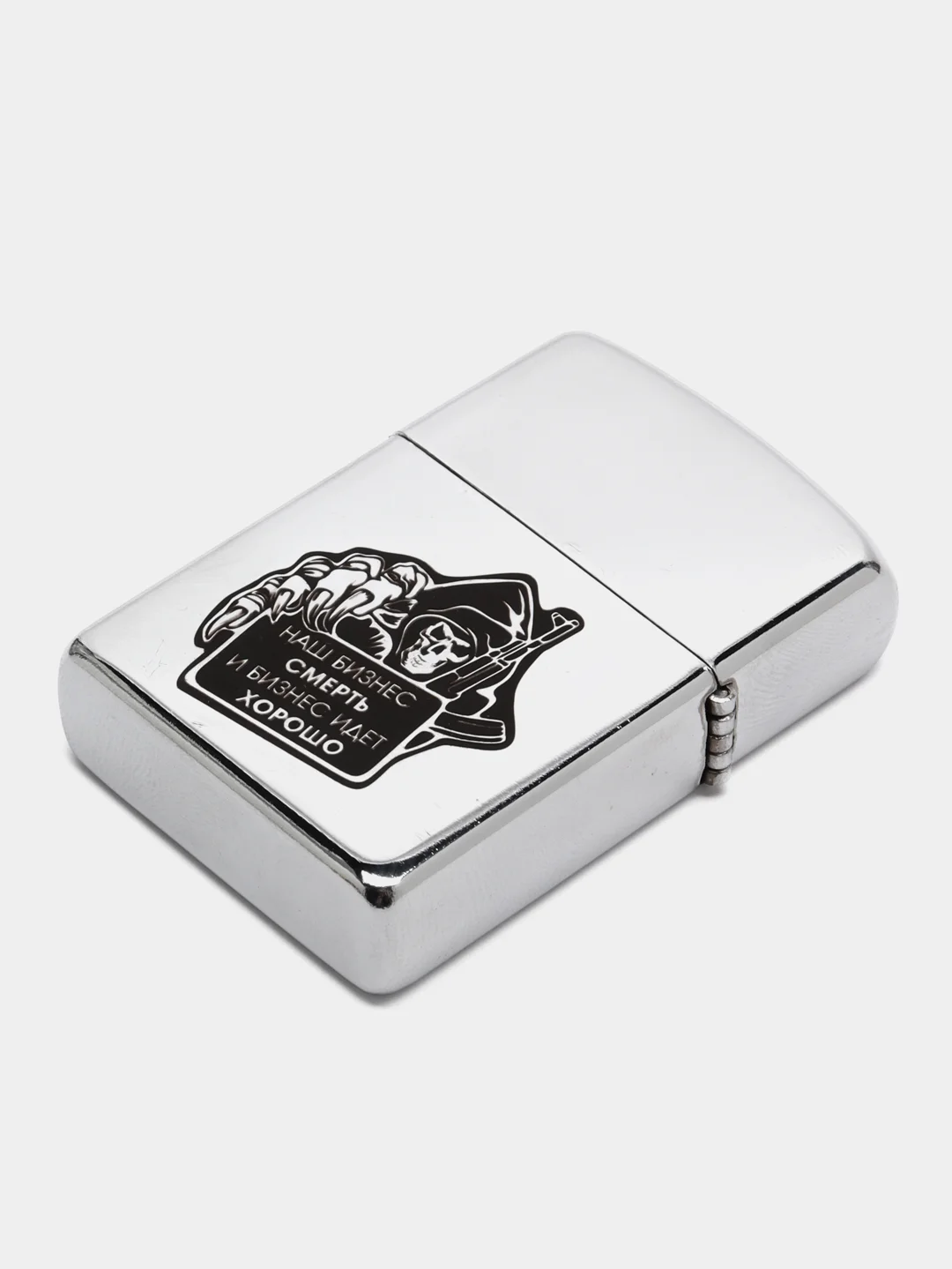 Серый металлик зажигалка бензиновая в стиле Zippo, с лазерной гравировкой, ЧВК Вагнер, джамбо