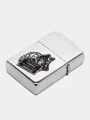 Серый металлик зажигалка бензиновая в стиле Zippo, с лазерной гравировкой, ЧВК Вагнер, джамбо