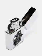 Серый металлик зажигалка бензиновая в стиле Zippo, с лазерной гравировкой, ЧВК Вагнер, джамбо