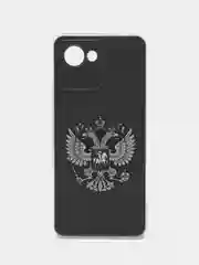 Приглушённый хаки силиконовый чехол на Realme C30 / Реалми С30 прозрачный, с рисунком, защита камеры