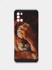 Светло-бежевый силиконовый чехол на Samsung Galaxy A31 / Самсунг А31 прозрачный с рисунком, защита камеры