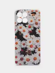 Золотой силиконовый чехол на Honor X8 / Хонор Х8 прозрачный, с рисунком, защита камеры