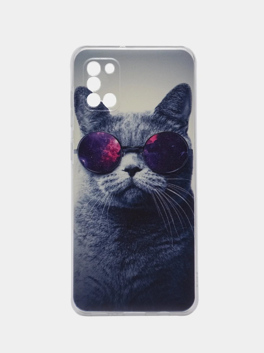 Синий меланж силиконовый чехол на Samsung Galaxy A31 / Самсунг А31 прозрачный с рисунком, защита камеры
