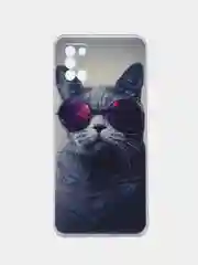 Синий меланж силиконовый чехол на Samsung Galaxy A31 / Самсунг А31 прозрачный с рисунком, защита камеры