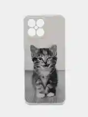 Молочный силиконовый чехол на Honor X8 / Хонор Х8 прозрачный, с рисунком, защита камеры