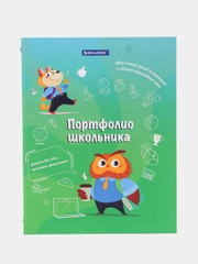 Портфолио для школьника папка, А4, 4 кольца, 20 файлов, Мальчик, Brauberg, 115240