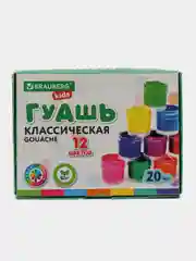 Гуашь, краска, для рисования, школьная, Brauberg Kids New, 12 цветов по 20 мл