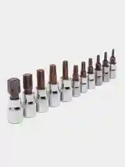 Набор торцевых головок с запрессованными вставками TORX (звездочки) 11 штук от T10 до T60