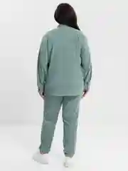 Мятный вельветовый костюм женский, большой размер