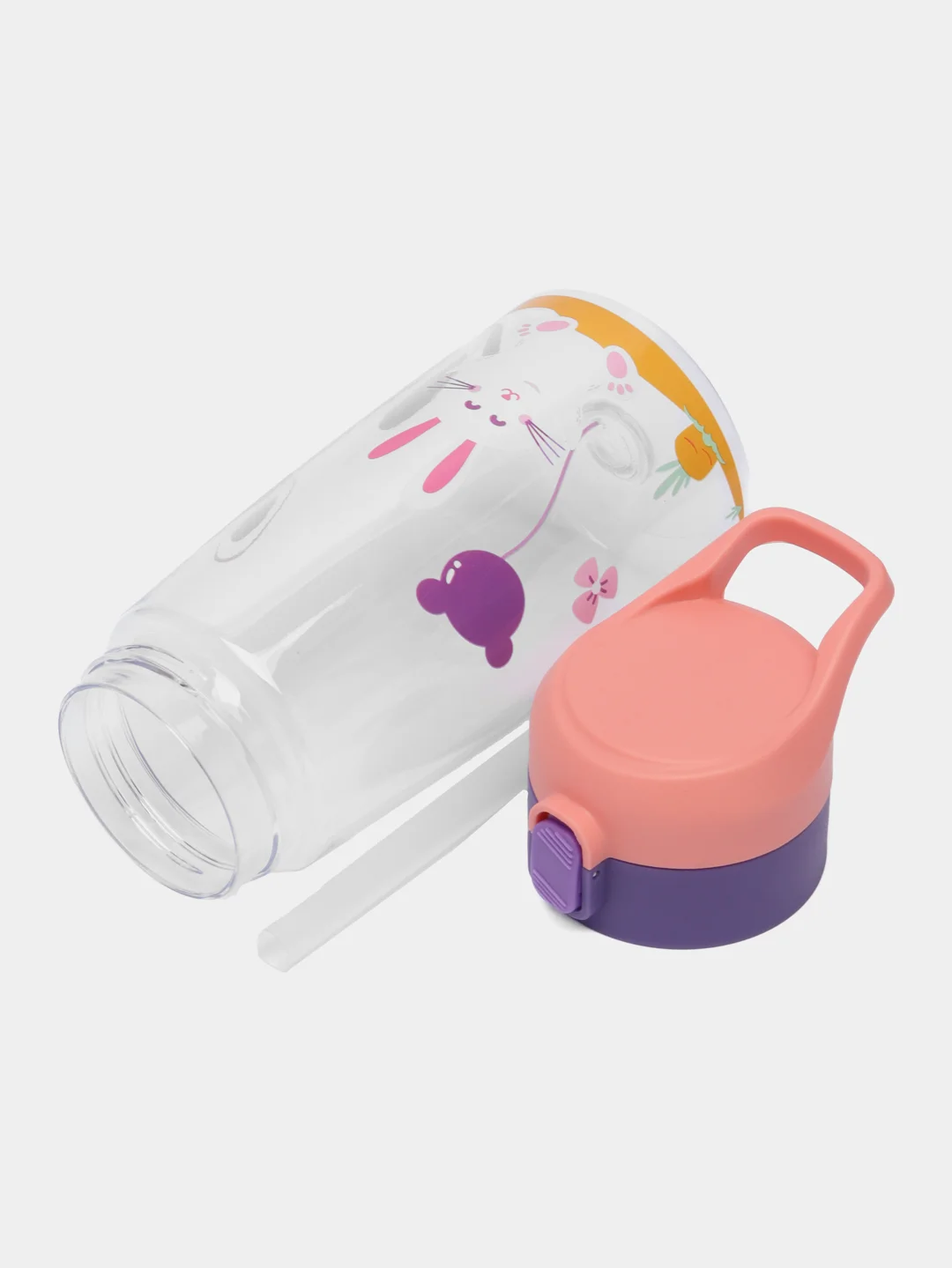Кораллово-розовый бутылка для воды детская, с трубочкой, BPA Free, непроливайка, 500 мл, от 3 лет