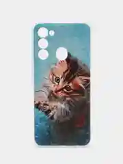 Светло-коричневый чехол на Tecno Spark Go 2022/8C/9 / Текно Спарк Гоу 2022/8С/9 прозрачный, с рисунком