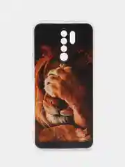 Светло-бежевый силиконовый чехол на Xiaomi Redmi 9 / Сяоми Редми 9 прозрачный, с рисунком, защита камеры
