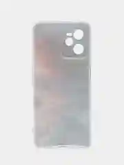Фиолетовый силиконовый чехол на Realme C35 / Реалми С35 прозрачный, с рисунком, защита камеры