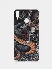 Коричневый силиконовый чехол на Honor 8X / Хонор 8Х прозрачный, с рисунком, защита камеры